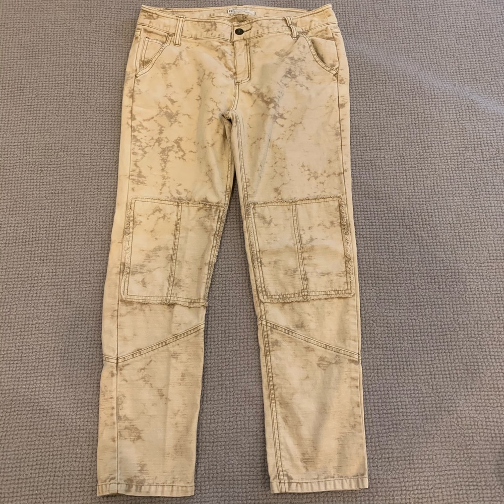 Free People Cream Boyfriend Jeans